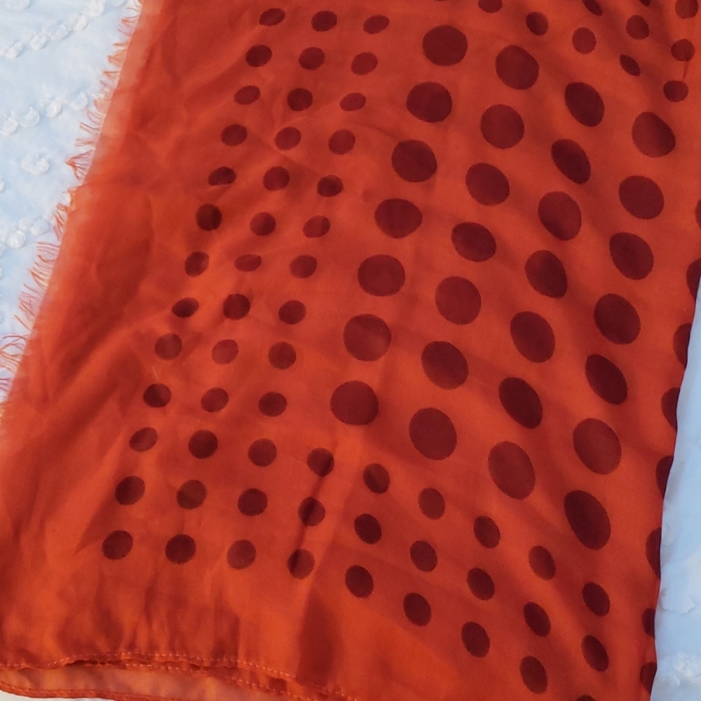 Never worn, lightweight polka-dot patterned scarf